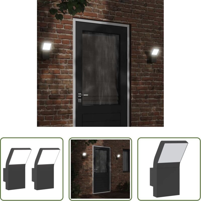 Außenbeleuchtung - LED-Außenwandleuchten 2 Stk. Schwarz Aluminiumdruckguss