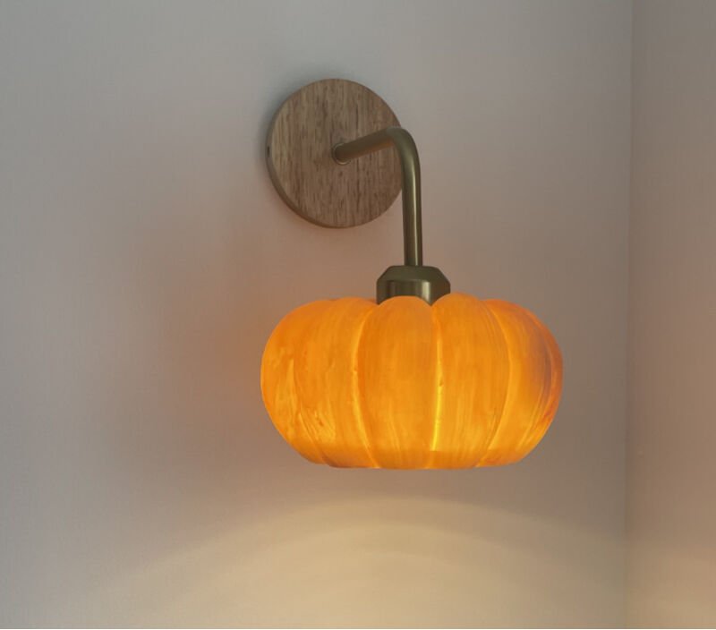 Kürbis-Wandlampe, Kinderzimmerlampe im Wabi-Sabi-Stil, antike und Retro-Schlafzimmerlampe, japanische Halloween-Lampe, N...