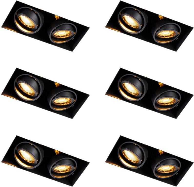 Set mit 6 Einbauspots schwarz verstellbar randlos 2-Lichter - Oneon Honey