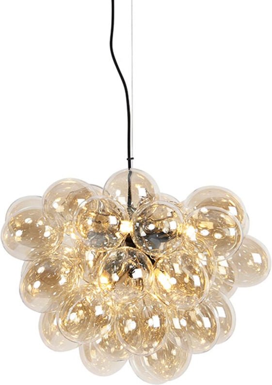 Art Deco Hängelampe schwarz mit Glas 8-Licht - Uvas