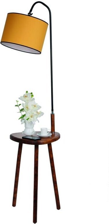 Stehlampe aus Holz mit Tisch Modell 3 senf