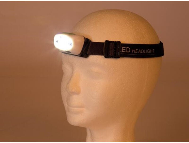 Led-stirnlampe mit ein/aus-sensor - wiederaufladbar