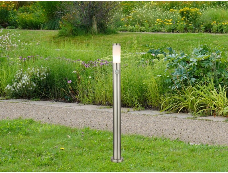 LED Wegeleuchte aus Edelstahl Silber mit Bewegungsmelder, Höhe 110cm