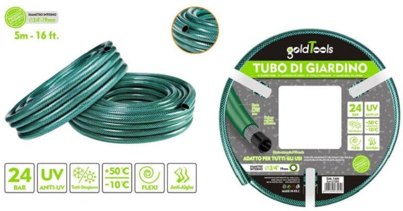 Trade Shop Traesio - Trade Shop - tubo irrigation annaffia piante lava pompa 5 mt 16FT. Ø3/4-19MM 57505 -