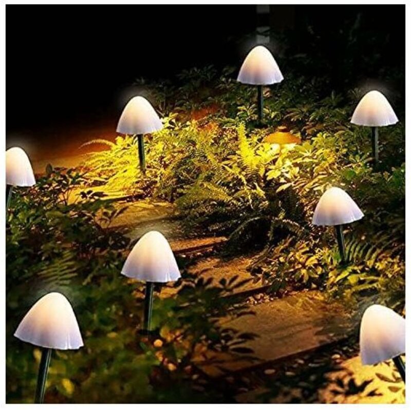 Solarleuchten für den Garten, 12er-Pack LED-Wegeleuchten in Pilzform, solarbetriebene Lichterketten, wasserdichte Garten...
