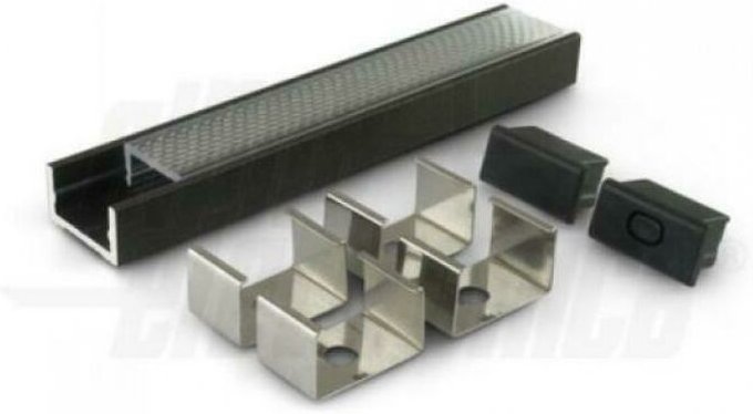 Alpha Elettronica - Alpha electronic aluminiumprofil 2mt schwarz mit prismenabdeckung jo380/084n-42k