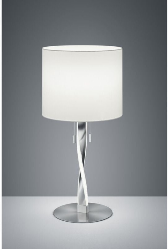 Iperbriko - Moderne Tischlampe Nandor Nickel Lampenschirm Weißer Stoff Led Trio Beleuchtung