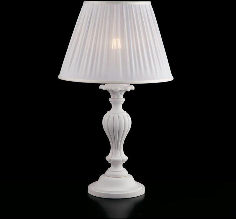 Bonetti Illumina - Leonardo - Schäbige weiße Holzlampe 1 Licht mit Lampenschirm Dm.35 H.62 - Ø35 - BL180-LM-BCO