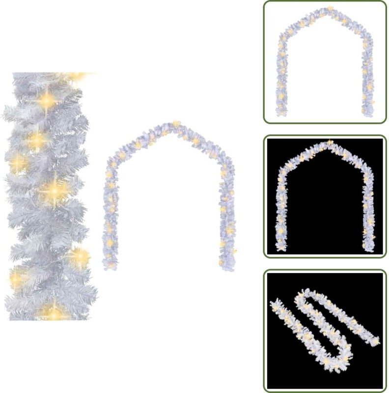 Weihnachtsgirlande mit LED-Lichtern 10 m Weiß - Weihnachtsdeko - LED-Girlande - Weihnachtslichter - Weiße Beleuchtung - ...