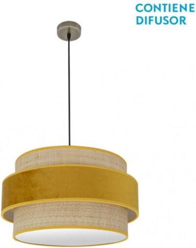 Reyes Anhänger 2xe27 Leder/Natur-Yema regx50x50 cm