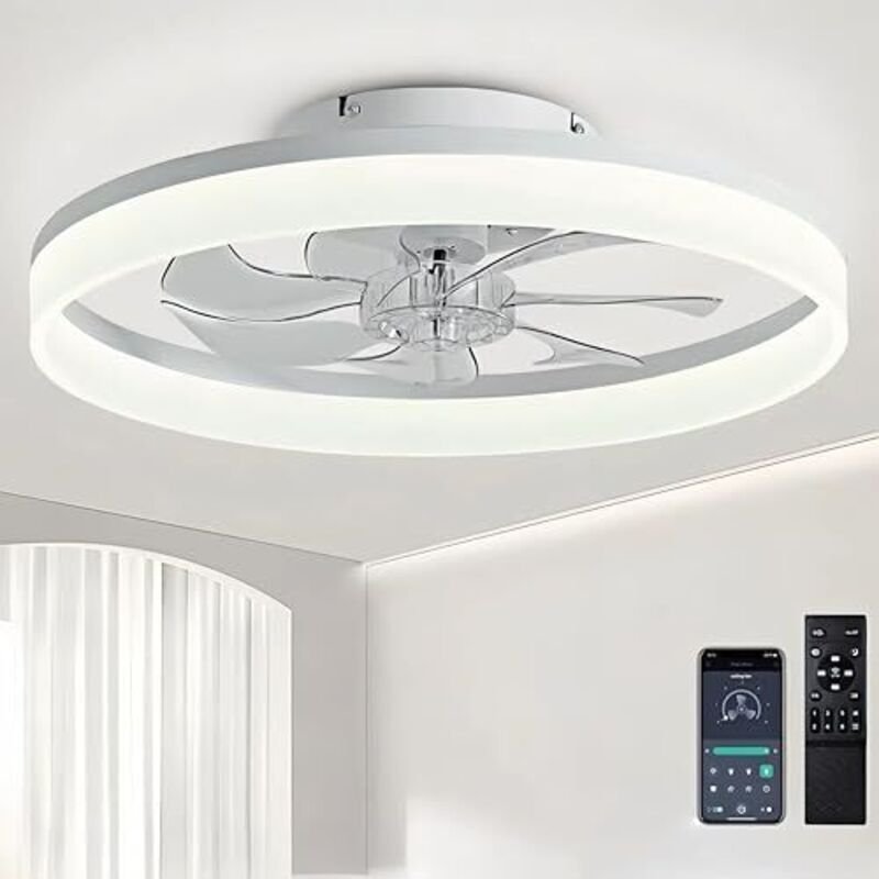 40 cm Deckenventilator mit Licht, 48 W, 220 V, dimmbare Deckenleuchte mit Fernbedienung und App, 6 Geschwindigkeitsstufe...