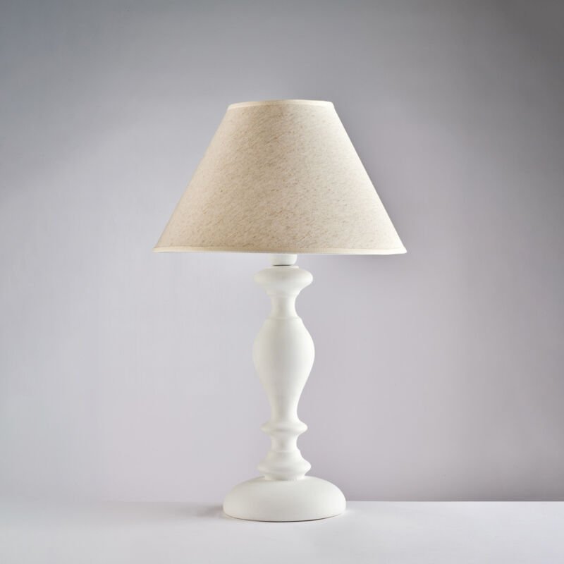 Bonetti Illumina - Cascina - Shabby-weiße Holzlampe 1 Licht mit Lampenschirm Dm.35 H.57 - Ø35 - BL265-LM-BCO