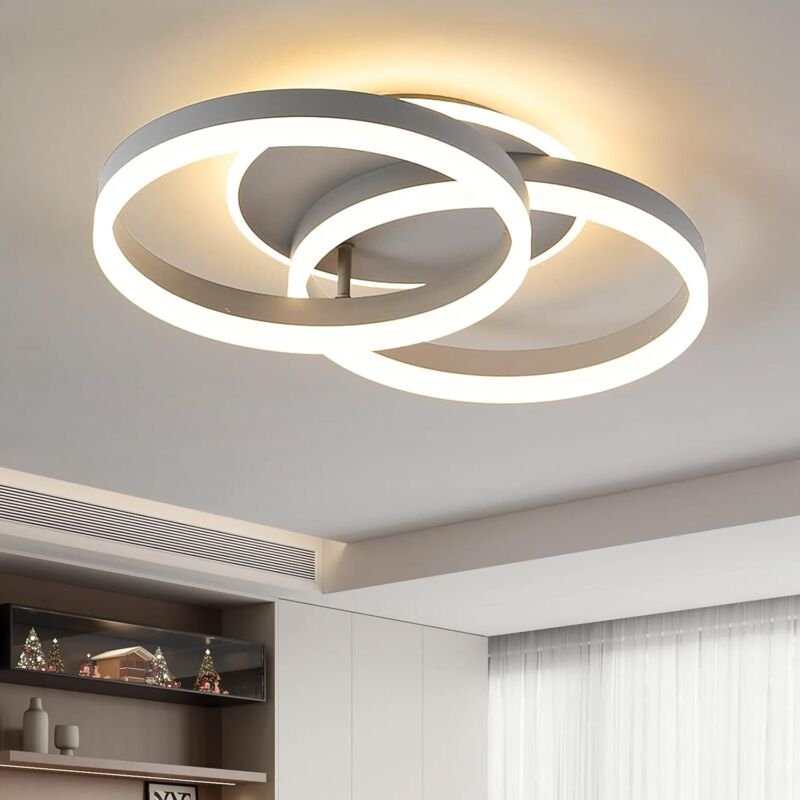 Amdelne LED Deckenlampe Wohnzimmer 50cm 2-Ringe Design, 36W Deckenleuchte Moderne mit Fernbedienung Dimmbar, aus Metall+...