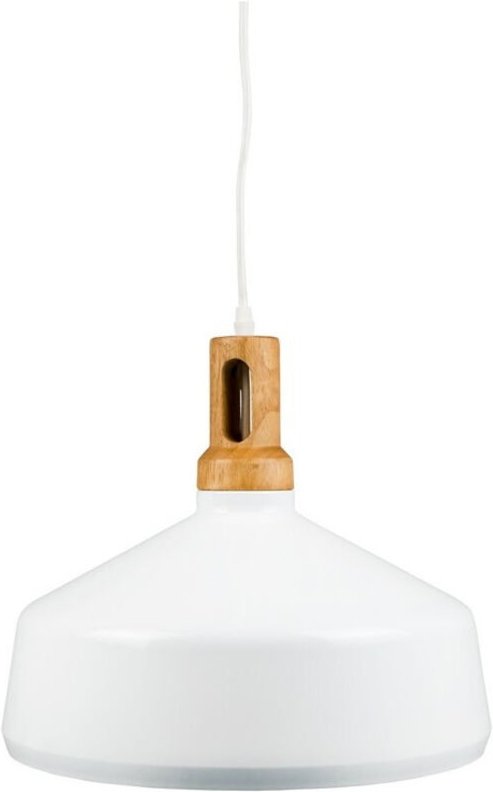 Trade Shop Traesio - Trade Shop - pendent lampada lampadarien in parabola bianca base in legno VT-7545 -