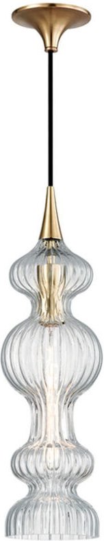 Pomfret 1 Pendelleuchte mit klarem Glas Messing, Glas