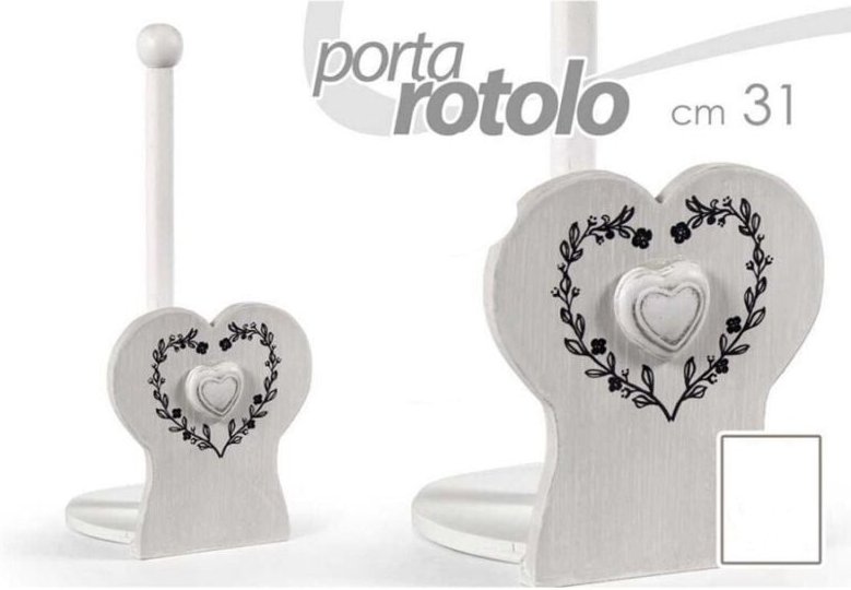 Trade Shop Traesio - Trade Shop - küchenrollenhalter herz dekoration 31 cm holz shabby chic tischpapier 662270 -