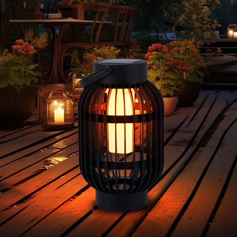 Led Solarleuchte Tischleuchte Flammeneffekt 2in1 Steckleuchte Außenlampe Gartenleuchte Erspieß, Kunststoff schwarz, mit ...