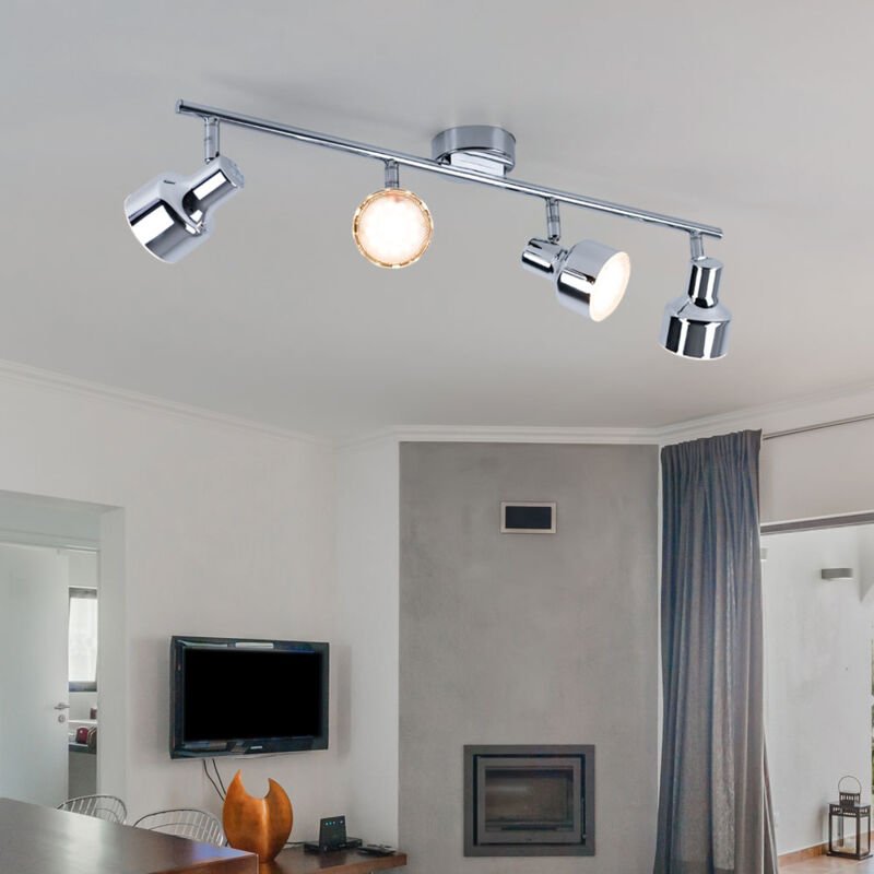 Thumbnail - Globo Lighting - Deckenstrahler schwenkbar led Deckenleuchte Spots chrom Deckenlampe 4-flammig, Metall Acryl, 4x 4W 320L...