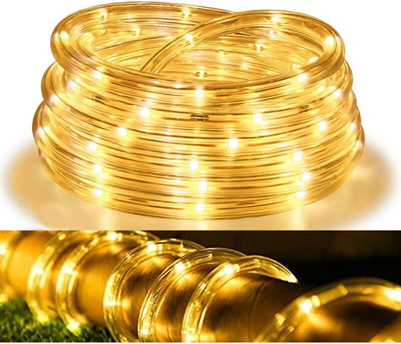 Wolketon LED Lichtschlauch Lichterkette Beleuchtung WarmWeiß 50 Meter LED für Drinnen/Draußen Weihnachten Beleuchtung De...