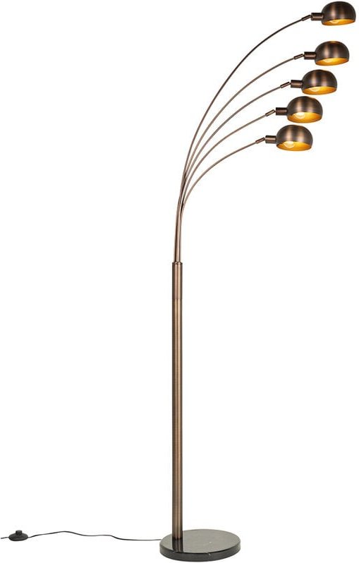 Design-Stehlampe dunkelbronze mit goldenen 5 Lichtern - Sixties Marmo