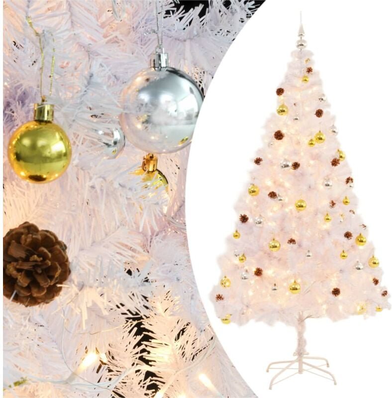 Vidaxl - Künstlicher Weihnachtsbaum mit Beleuchtung & Kugeln Weiß 210 cm