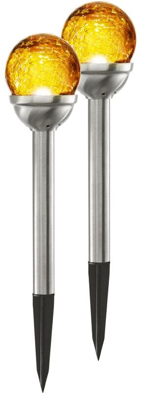 Star - Trading Solarpoller-Set Roma, 2 Stück, led, Bernsteinfarben, Dämmerungssensor, Außenbereich, 26,5 cm