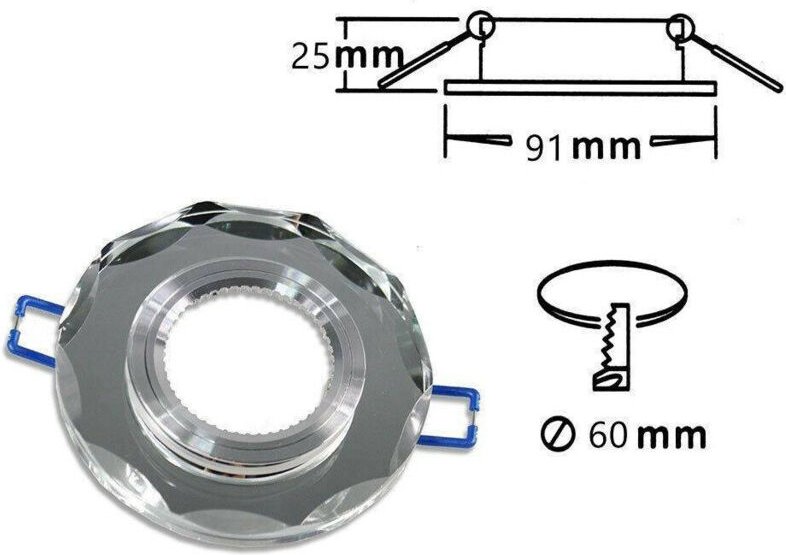 Trade Shop Traesio - Trade Shop - faretto in vetro effetto specchio support FARETTIGU10 P6 - Silber