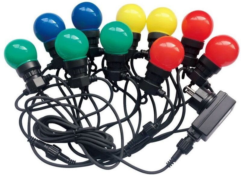 10 m lange Lichterkette mit 20 10 w rgb Mini Globe LED-Birnen mit Schuko-Fassung und IP44-Transformator - V-tac