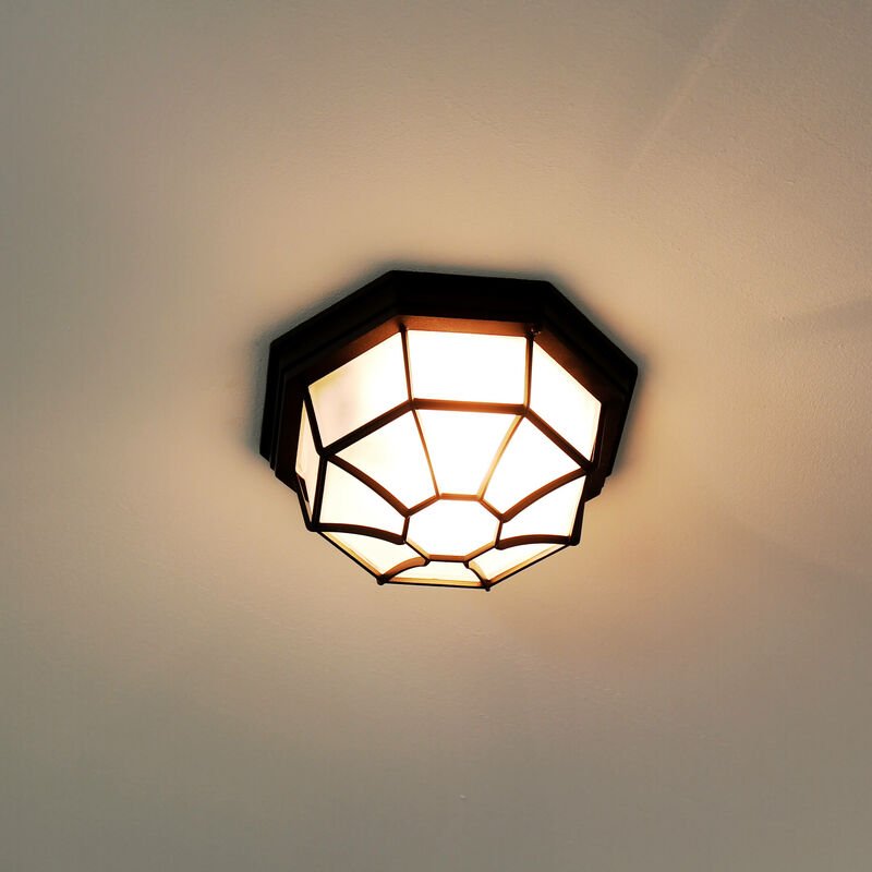 Licht-erlebnisse - Rustikale Deckenlampe Außen Schwarz IP54 milano Balkon - Schwarz