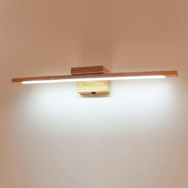 LED Badezimmerspiegel Wandleuchte Holz mit Schalter, Wasserdicht IP44, Moderne Innenbeleuchtung, 60cm, 3000K [Energiekla...