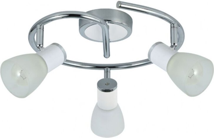 AKUNADECOR Runde Deckenleuchte De 3 verstellbare Strahler Modell Cholo Weiß/Chrom