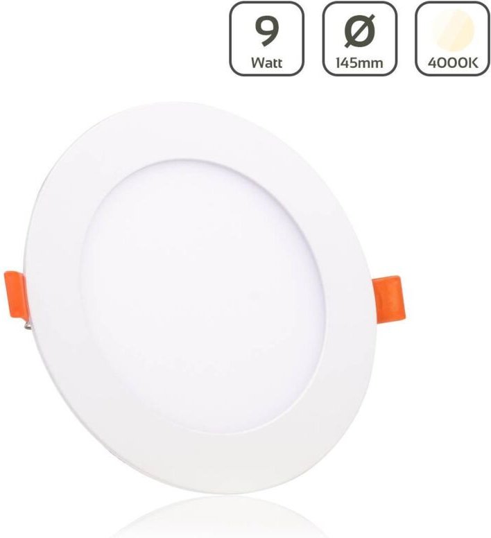 LED Panel Einbaustrahler rund weiss - Lichtfarbe: Neutralweiß 4000K - Ausführung: 9W Ø145mm Ausschnitt Ø135mm