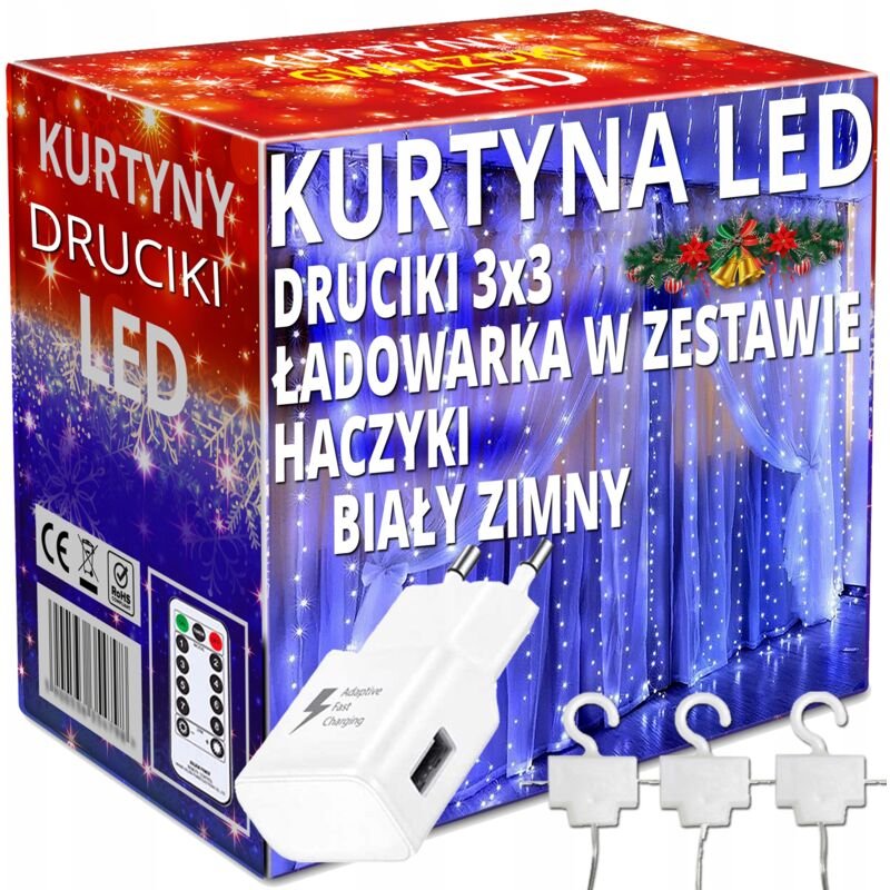 Garland CURTAIN LED Weihnachtsbaum Lichter hängen Eiszapfen Fenster Drähte Ladegerät