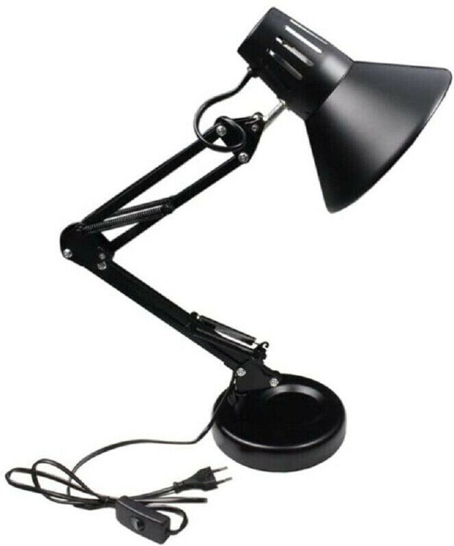 Trade Shop - schreibtischlampe mit gelenkarm E27 anschluss tischleuchte für büro - Schwarz