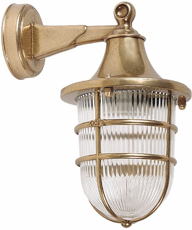Außenwandlampe E27 IP64 Hof Haus Glas Messing Maritim Wandleuchte außen
