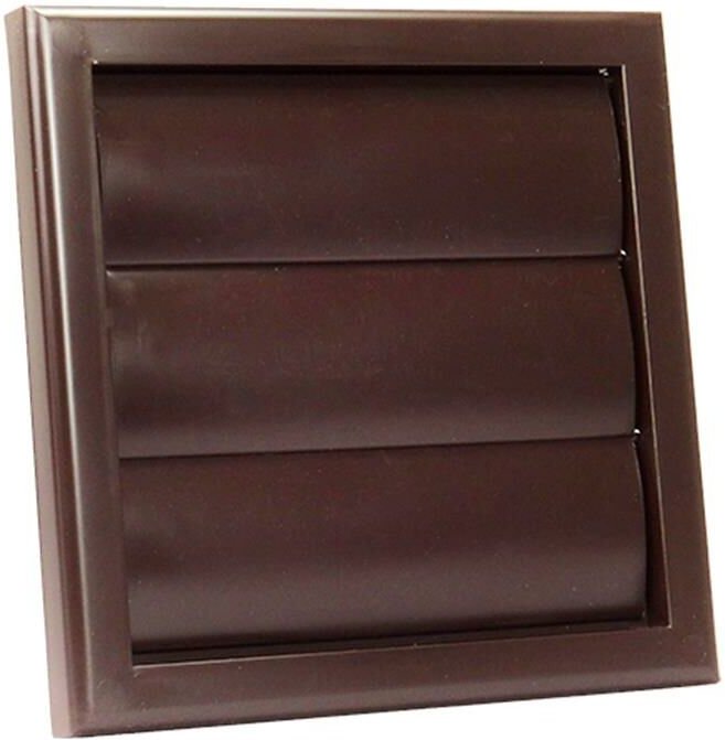 PVC Abluft-Verschlussklappe, 3 Lamellen, 154 x 154mm, mit Flansch Ø100mm, braun
