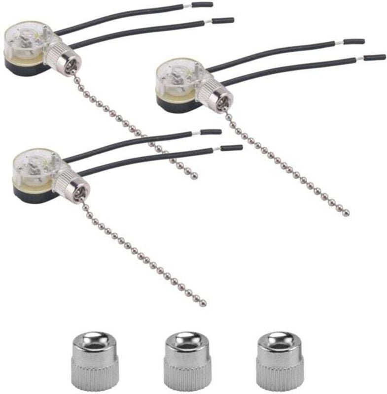 Set mit 3 Deckenventilator-Schaltern und Ersatzkette, Nickel