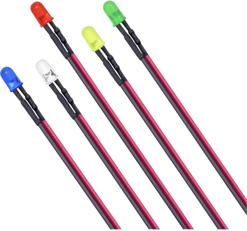 T1810O114 LED-Sortiment Rot, Blau, Grün, Gelb, Hell-Warm-Weiß Rund 5 mm 800 mcd, 200 - Tru Components