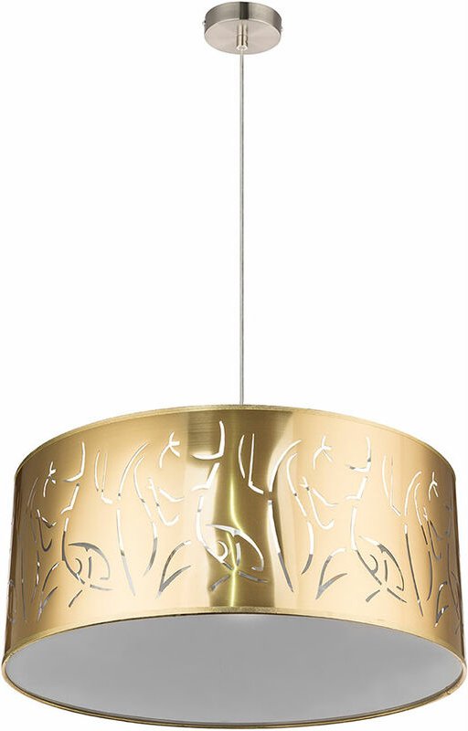 Schirmleuchte Hängelampe Pendelleuchte Hängeleuchte Wohnzimmer, 3 flammig nickel matt gold Dekorstanzungen1x 3x E27 Fass...