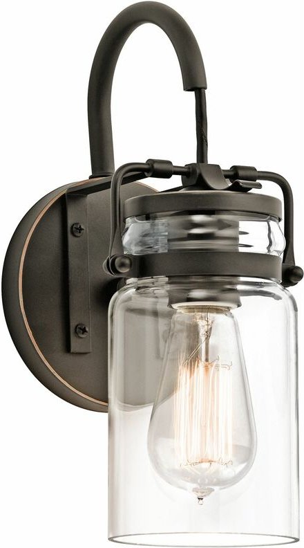 Wandleuchte Vintage Design in Bronze E27 Glas Metall innen Wandlampe