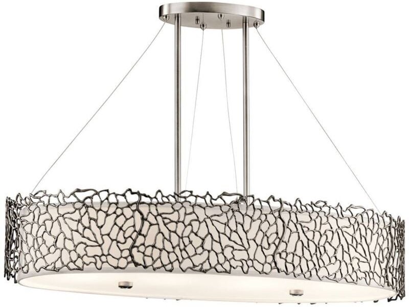 Coral - 4 Light Oval Ceiling Island Anhänger Bar Zinn, Silberkoralle, E27 - Elstead