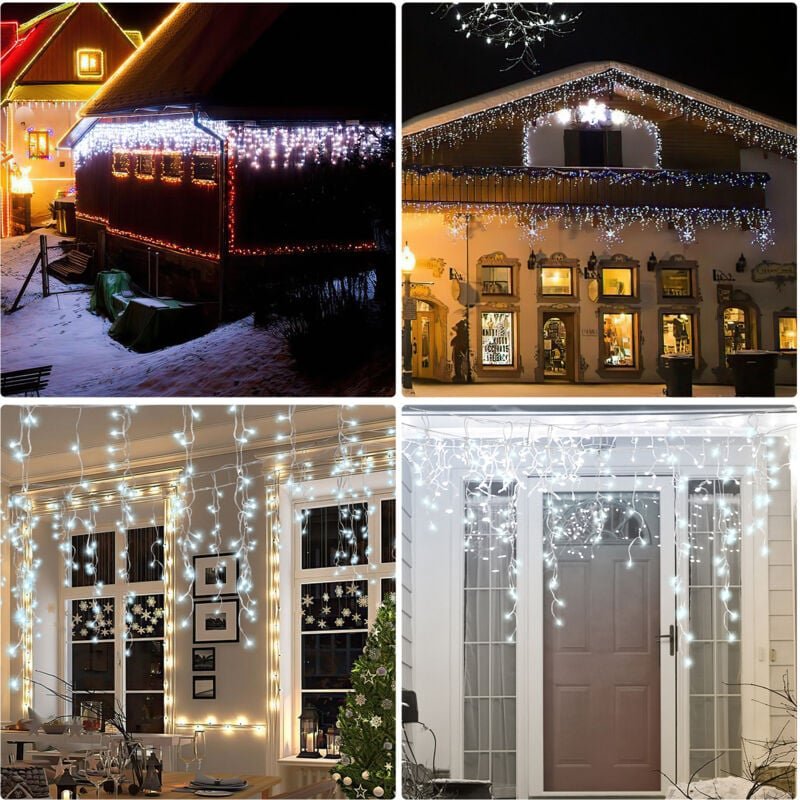 Thumbnail - 20m led Eisregen Lichterkette Außen Innen 600 LEDs Deko led Eiszapfen 8 Modi mit Stecker Weihnachten Party Garten IP44 K...