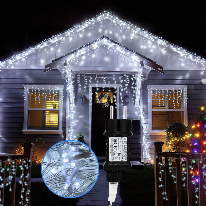 Thumbnail - Led Eisregen Lichterkette Außen und Innen 600 LEDs 20m Deko led Regenkette IP44 Schutz, 8 Modi mit Stecker, Halloween We...