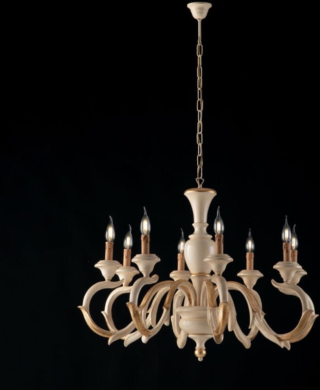 Bonetti Illumina - Fiorenza - Kronleuchter aus Elfenbeinholz und Blattgold 8 Lichter 125 - Ø93 - BL172-8-AV