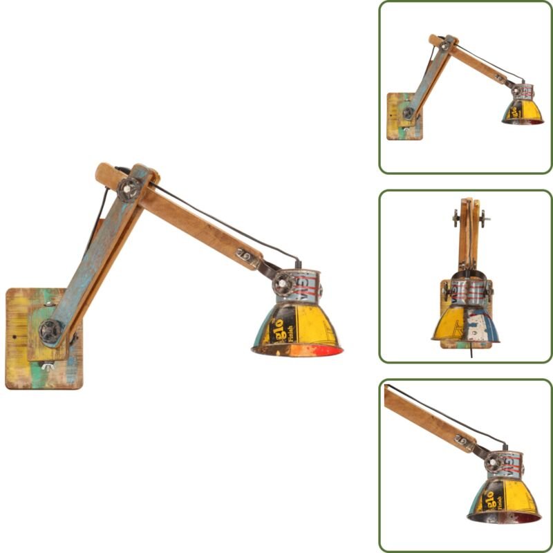 Wandleuchte mit Eisen - vidaXL Wandleuchte Industrie-Stil Mehrfarbig Rund E27 - Wandleuchte mit handbemaltem Finish