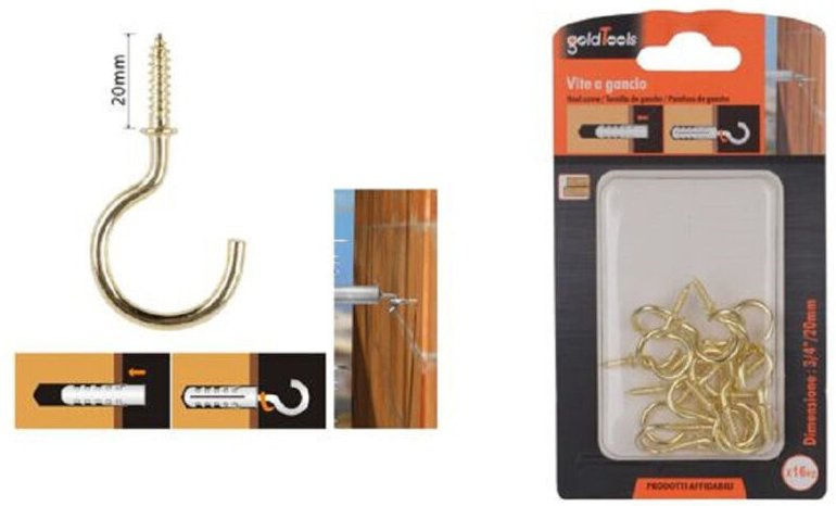 Trade Shop Traesio - Trade Shop - set mit 16 hakenschrauben 3/4' 20 mm gold selbstschneidende schrauben für holz 90808 -