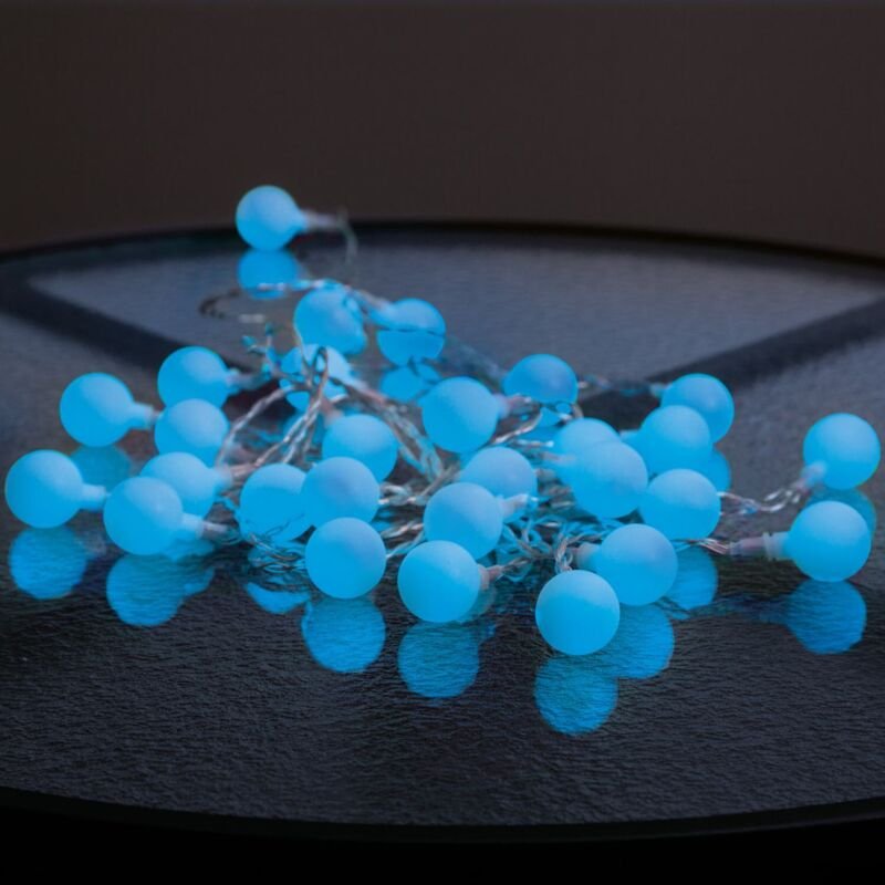 Led Lichterkette 'Berry', Netzbetrieb, 50 LEDs Kugeln, blau, outdoor, 7,35m - Star Trading