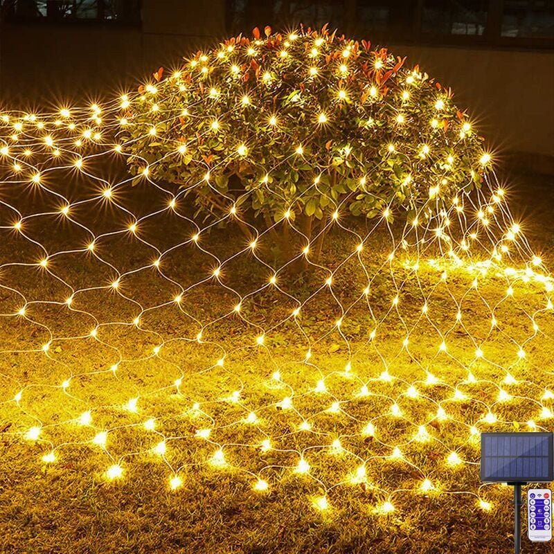 Solar-Netzlichter für den Außenbereich, 2 m x 3 m, 198 LEDs, Netzlichter mit 8 Modi, Fernbedienung, wasserdichte Netzlic...