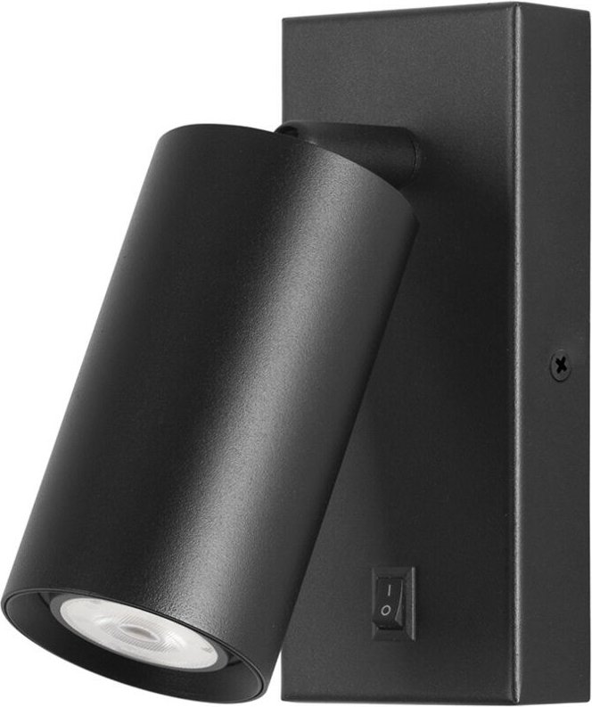 Era - Aplique de Pared para Dormitorio GU10. Luz de Lectura de Diseño Minimalista de Color Negro. Con Interruptor on-o -...