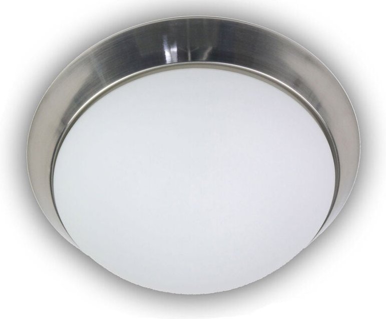 LED-Deckenleuchte rund, Opalglas matt, Dekorring Nickel matt, ø 25cm